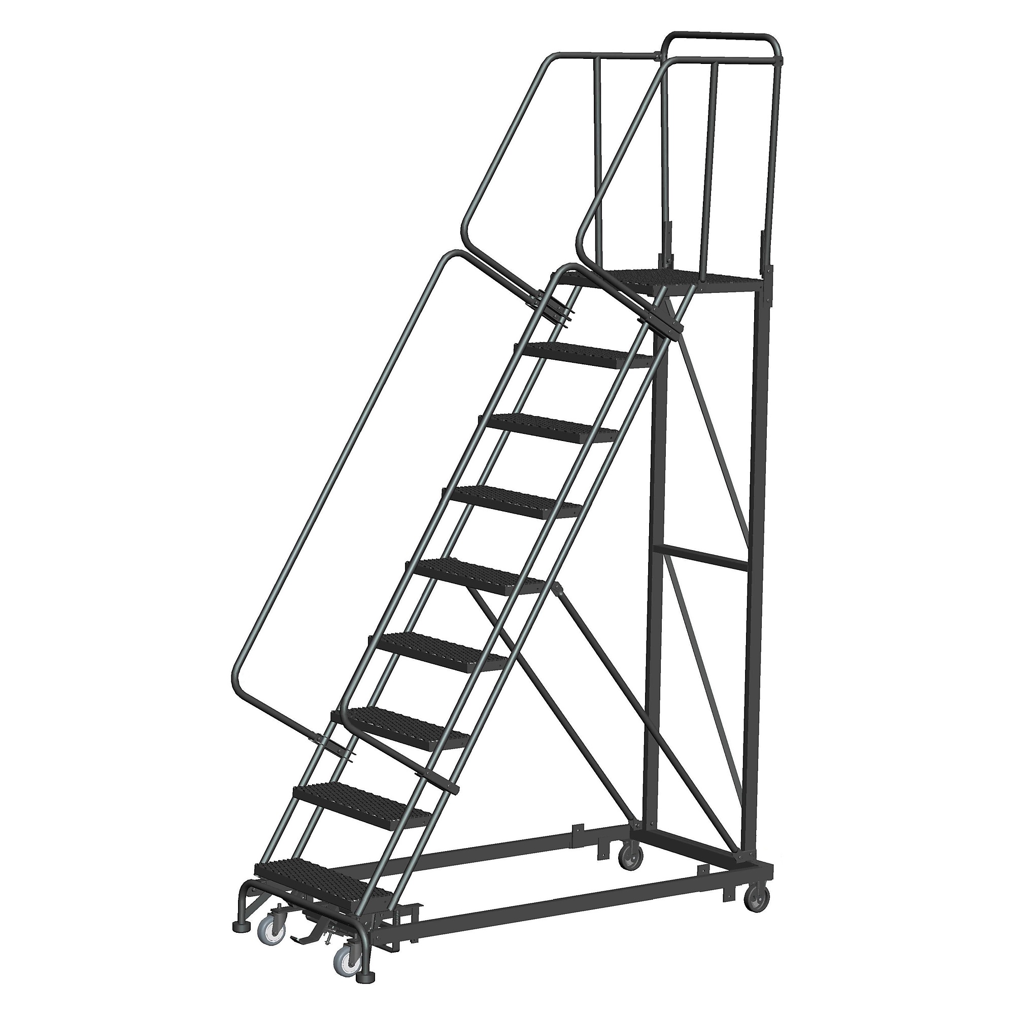 Ballymore, Heavy Duty Stairway Slope -24in.W, 28in.DTS-X Tread, Overall Height 123 in, Steps 9 Material Carbon Steel, Model# HDS-9-28-X